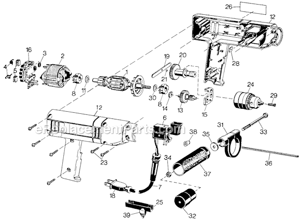 Page A Diagram and Parts List for 7144-04 Type 4 Black and Decker Electric Drill